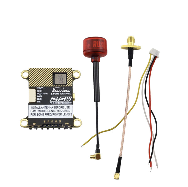 SoloGood 5.8G 2.5W 40CH VTX  - 0/25/400/800/1500/2500mW NTSC/PAL Video Transmitter For RC FPV Freestyle Long Range Racing Drone