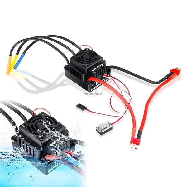 HobbyWing QuicRun WP-8BL150 ESC - Black 1/8 Brushless WaterProof 150A Electronic Speed Controller Use 3-6S Lipo Double T / XT60 Connector For RC Drone Airplane Cars