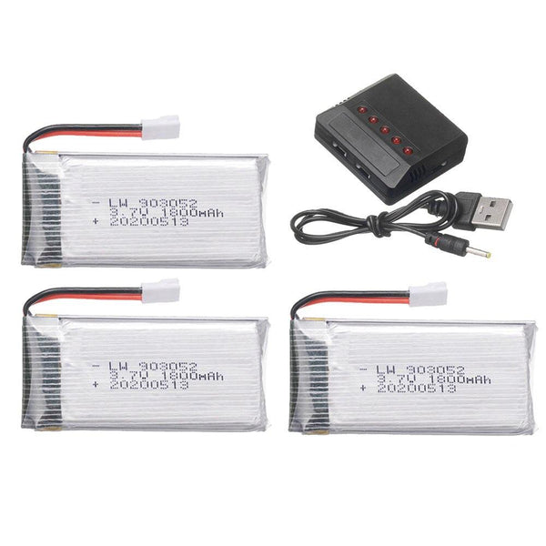 3.7v 1800mAh 903052 lipo Battery Charger Set for KY601S SYMA X5 X5S X5C X5SC X5SH X5SW M18 H5P RC Drone Spare Parts