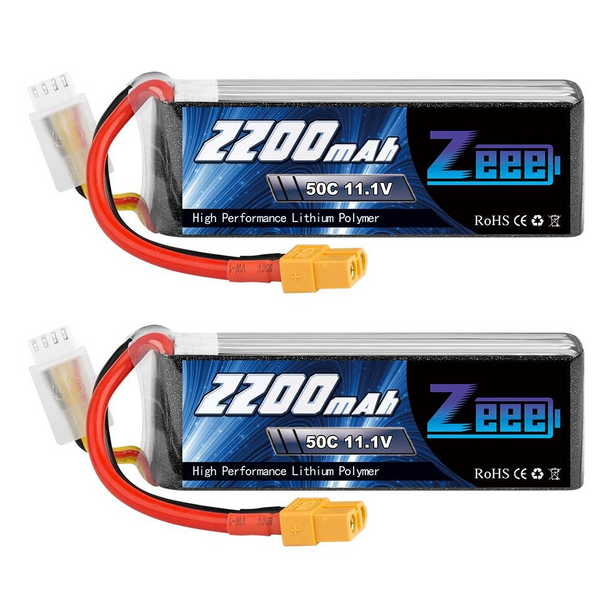 2units Zeee 2200mAh 3S Drone Battery - 11.1V 50C Lipo Battery with  XT60 Plug For RC Quadcopter QAV250 Drone Boat Airplane FPV Battery