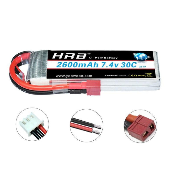 HRB 2S 7.4V 2600mah Lipo Battery - EC2 XT60 Deans EC3 RC Parts For Hubsan H501S Drone Quadcopter FPV Airplane Racing Car Truck 30C