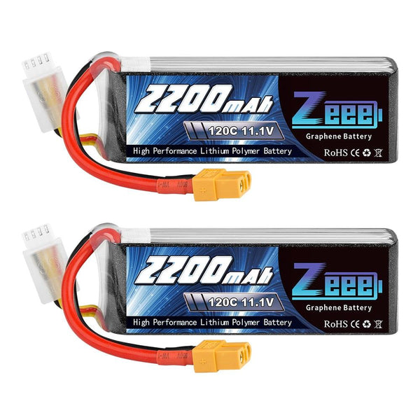 2units Zeee Lipo Battery 11.1V 3S 2200mAh - 120C RC Graphene Lipo Battery with XT60 Plug For FPV RC Helicopter Drone Boat Airplane