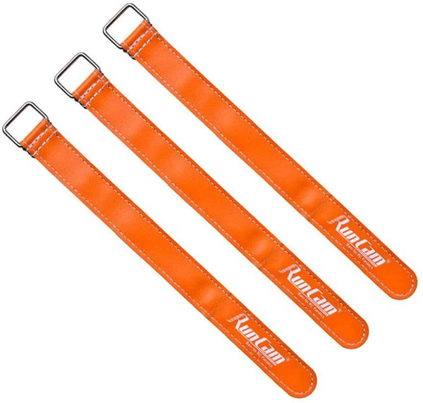 RunCam 3pcs RC LiPo Battery Tie Down Rubberized Straps Non-Slip 20x220mm for FPV Racing Drone Quadcopter (Orange)