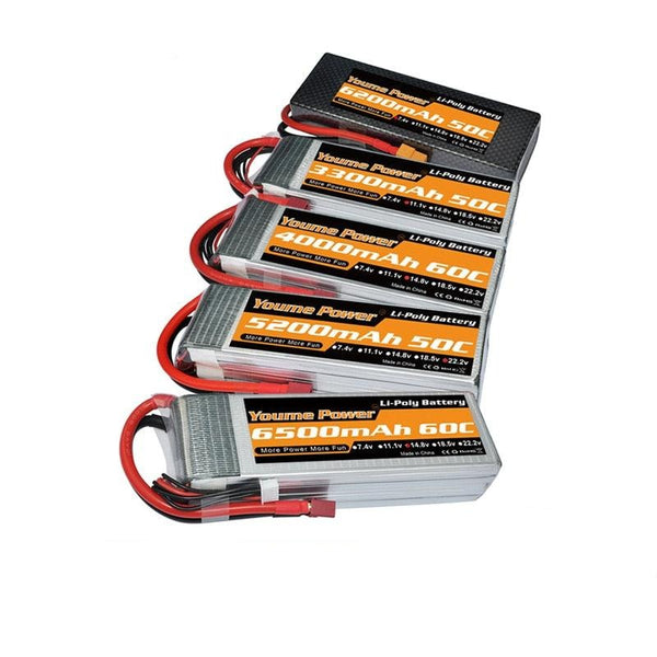 Youme 2S 3S 4S 6S RC Lipo Battery - 7.4V 11.1V 14.8V 22.2V 3300mah 4500mah 5200mah 6200mah 6500mah T Deans XT60 Hard Case RC Parts for Drone FPV Cars Helicopters