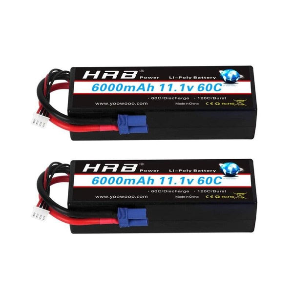 2PCS HRB Hard Case Lipo Battery 2S 3S 4S 6000mah 5200mah 7000mah 60C XT60 Deans EC5 XT90 Cars FPV Boat