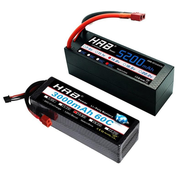 HRB 4S 14.8V Lipo Battery - 3000 3300mah 3600 4000mah 5200mah 5500mah 6000mah 7000mah Deans T Plug  XT60 Hard Case RC Car FPV Drone Airplane Helicpoter Toys Parts