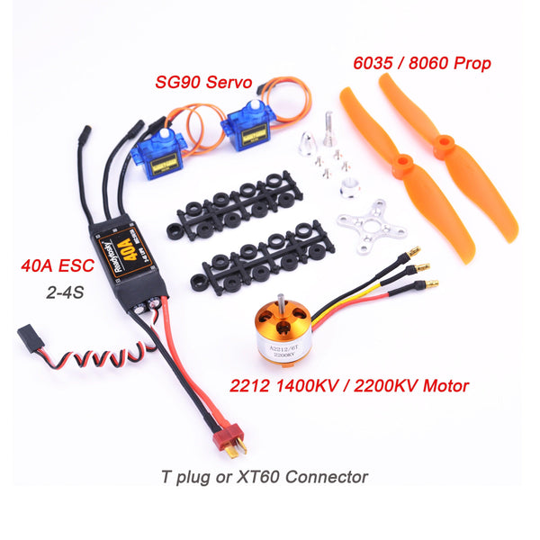 A2212 2212 1400KV / 2200KV Brushless Motor 40A ESC 6035 / 8060 Propeller SG90 9G Micro Servo for RC Fixed Wing Plane Helicopter