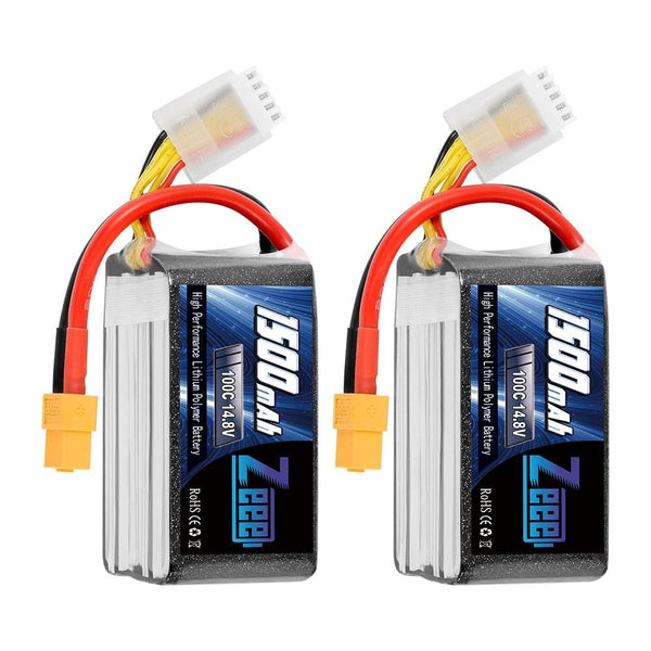 2units Zeee 4S 14.8V 1500mAh Battery - 100C Lipo Battery with XT60 Connector Softcase Lipo Battery for RC Car Truck Airplane FPV Drone Battery