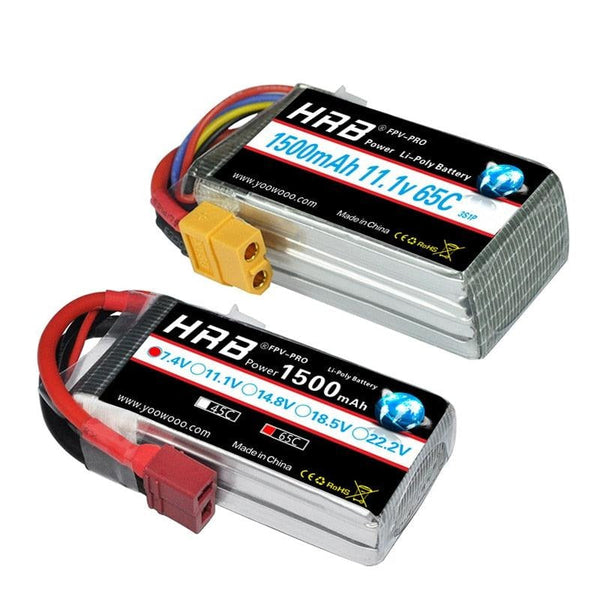 HRB 7.4V 1500mah 11.1V Lipo Battery - 65C 2S 3S T XT60 Deans RC Parts 14.8V 18.5V 22.2V 4S 5S 6S For FPV Drone Racing Airplane Car