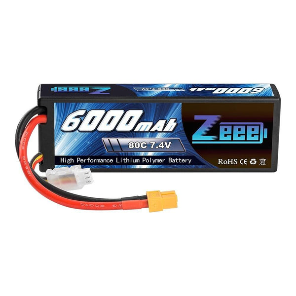 1/2Units Zeee LiPo Battery 2S 7.4V 6000mAh - 80C XT60 Plug RC Parts Hardcase Lipo 2S for Airplanes RC Car Vehicle Truck Tank Boats FPV Drone Battery