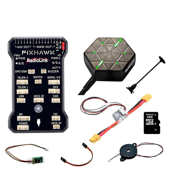 Radiolink Pixhawk PIX PX4 Flight Controller - 32bit STM32F427 With GPS Holder M8N GPS Buzzer 4G SD Card Telemetry Module Mounting