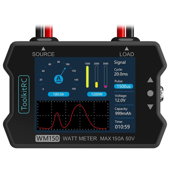 ToolkitRC WM150  WattMeter - 150A 50V Power Analyzer LCD Display Power Voltage Current Tester PWM Output for RC FPV Drone Charger