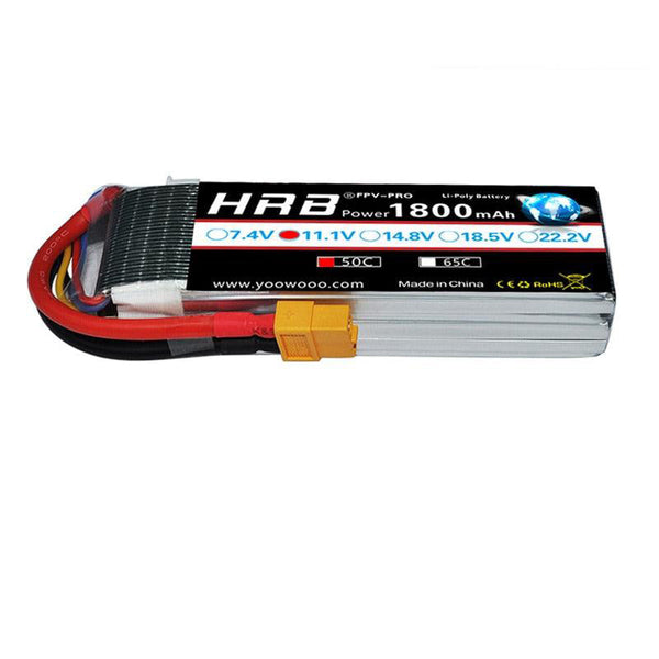 HRB 11.1V 1800mah 3S XT60 EC5 Lipo Battery XT90 EC2 T Deans EC3 RC Parts 50C For FT012 Racing Boat Car Airplane Copter FPV Drone