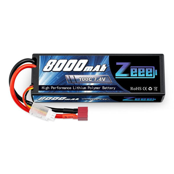 Zeee 2S Lipo Battery 7.4V 100C 8000mAh - Hardcase RC Battery Charger Deans Plug for RC Car Truck Boat Helicopter FPV RACING