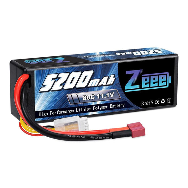 Zeee 11.1V 80C 5200mAh 3S Lipo Battery with Deans Plug Hardcase Battery for RC Car Boat Truck Helicopter Airplane Racing Models FPV Drone Battery