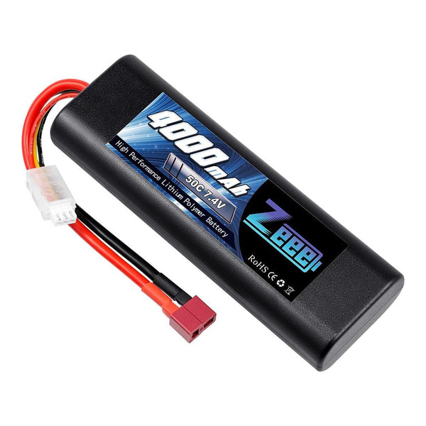 Zeee 7.4V 50C 4000mAh Lipo Battery with Deans Plug Hardcase 2S Lipo Battery for RC Car Truck Helicopter Airplane RC Hobby Parts FPV Drone Battery