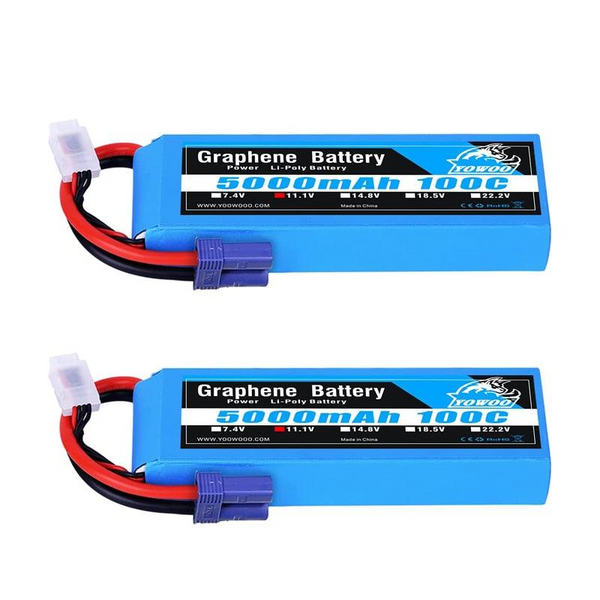 2PCS Yowoo Graphene Battery Lipo 3S 4S 6S 11.1V 14.8V 22.2V 2200mah 5000mah 6000mah 3000mah XT60 XT90 EC5 100C RC Drone FPV Helicopter Airplane Car Toys Parts