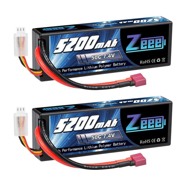 1/2units Zeee 2S 7.4V 50C 5200mAh Lipo Batteries Hard Case with T Plug for RC Drone Truck Helicopter Boat Car Racing Hobby Super