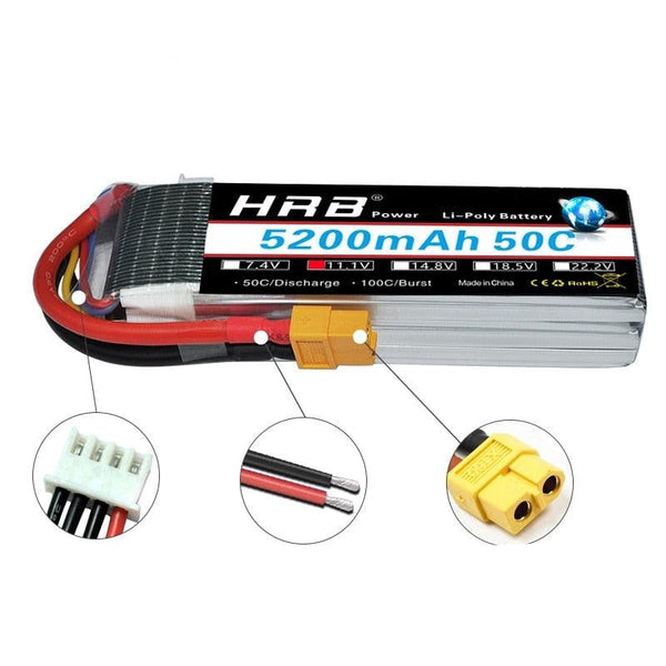 HRB 5200mah 3S 11.1V - Deans T XT60 Lipo Battery 14.8V 50C 4S 5S 6S 7.4V 2S 18.5V 22.2V For Airplanes Catamaran Boats Car RC Drone FPV Parts