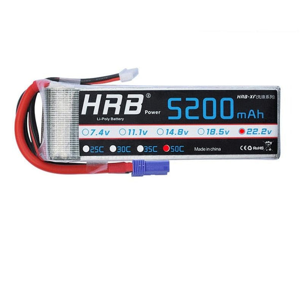 HRB Lipo 6S Battery 22.2V 5200mah - XT90 T Deans XT60 EC5 Plug 50C For RC FPV Heli Airplanes Buggy Cars Truck Bait Boats Parts