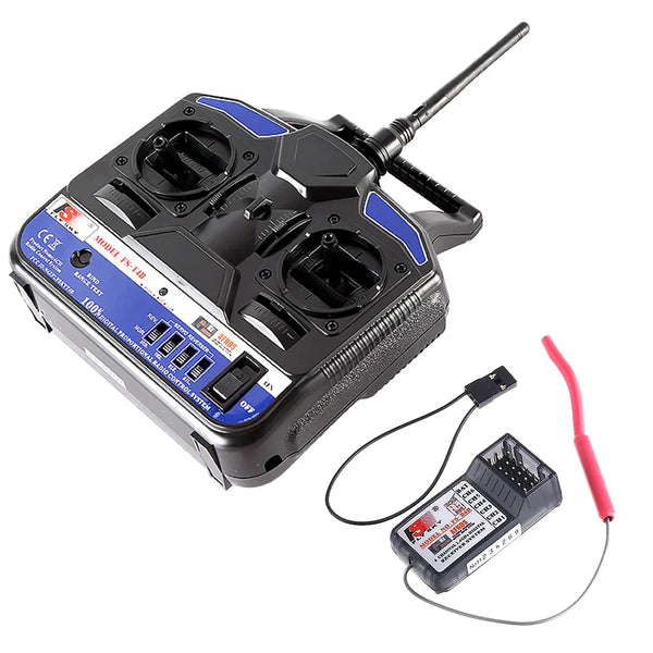 Flysky FS-T4B 2.4G 6 CH Transmitter - High Precision Radio Controller with FS-R6B Receiver Kit for RC Helicopter Racing Drone