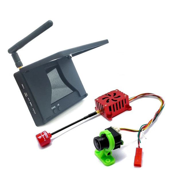 RXCRC 5.8G 48CH 1.6w VTX - Long Range Transmitter+CMOS 1000TVL FPV Camera+4.3 Inch Monitor Built-in Battery With a Light Shield