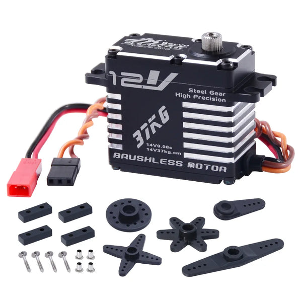 JX Servo BLS-12V7137 - 14V 37kg 120° 0.08sec/60° High Precision Steel Gear Full CNC Digital Brushless Servo for RC Car Crawler Boat Robot