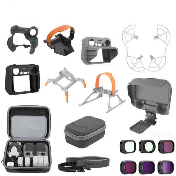 Accessories Kit for DJI Mini 4 Pro - Landing Gear Lens Cap Propeller Guard Cage Holder Filter RC 2 Controller Silicone Case bag