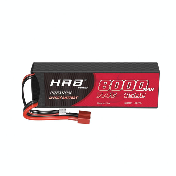 HRB Lipo 2S 2S2P Battery 7.4V 8000mah - 100C Hard Case T Deans XT60 XT90 EC5 Plug 4WD Car FPV Airplanes Truck RC Parts