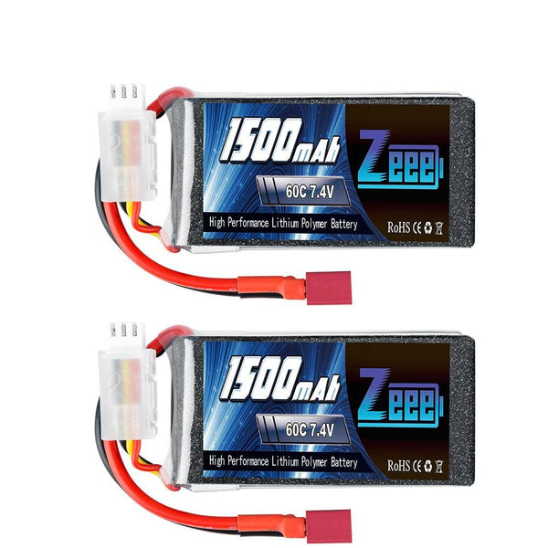 2Units Zeee Lipo Battery 2S 7.4V 60C 1500mAh with Deans Plug for RC Drone Boat RC Car Racing Hobby Specialized Lipo Battery Part FPV Battery