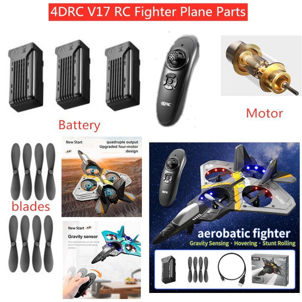 4DRC V17 Airplane Spare Parts Battery/ Blades/Motor 4DRC V17 RC Plane Battery V17 Motor Controller V17 Fighter Toys