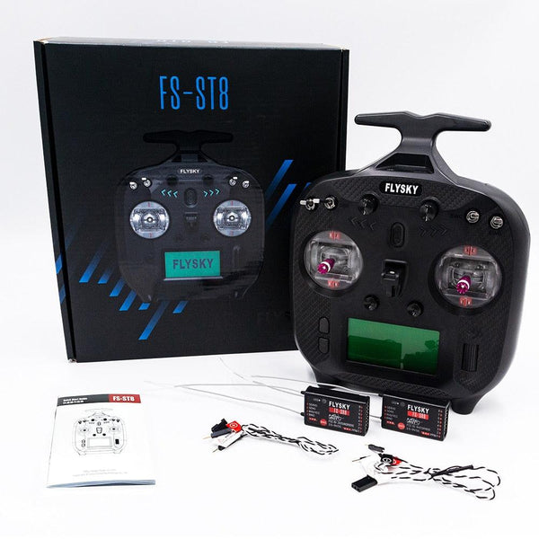 FlySky FS-ST8 2.4GHz 10CH Radio Transmitter ANT RGB Assistant 3.0 with SR8 Receiver for RC Drone Airplane Car Boat