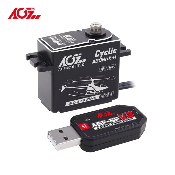 AGFRC A80BHX-H -  8.4V 30KG Programmable Helicopter Cyclic Servo  High Torque High Voltage Brushless Digital Motor For RC Helicopter