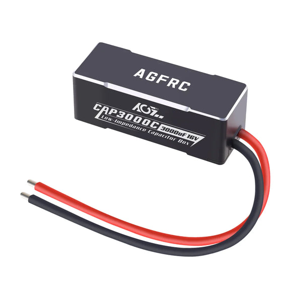 AGFRC CAP3000C Aluminum Case 3000uF DC 16V HV Super Power Capacitor Box For 1/8 1/10 1/12 RC Car Models Crawler Trucks Buggies