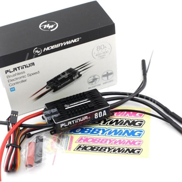 HobbyWing Platinum 80A V4 ESC 3S-6S BEC 5-8V 10A for 450L-500 Class Heli (Main Blade: 380-470mm )