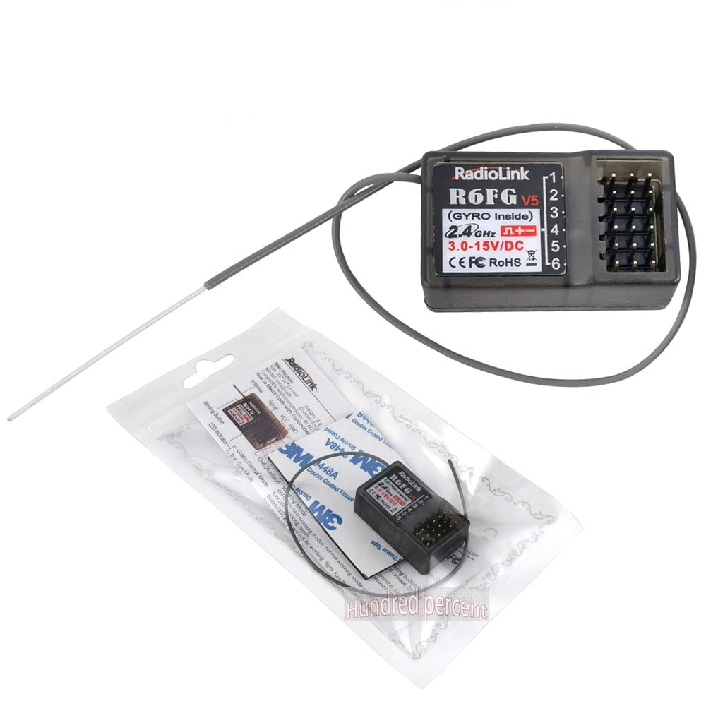 Radiolink RC Receiver R6FG - 6 Channel 2.4G HV Servo RX with Gyro Long ...