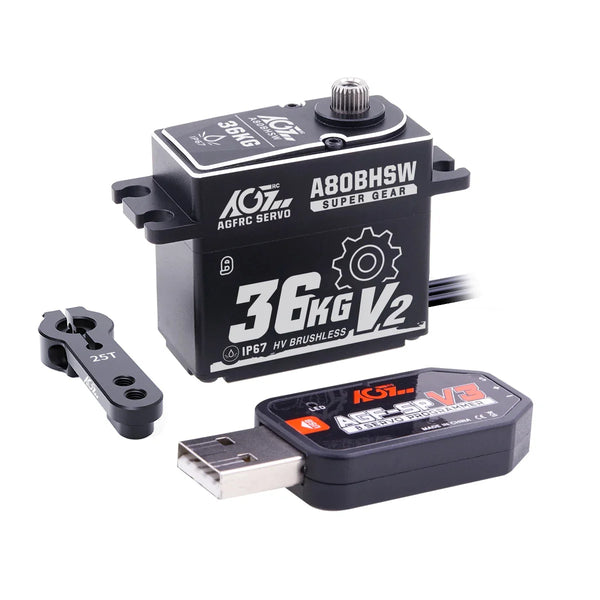 AGFRC A80BHSW V2 - 36KG Waterproof  High Torque Hi-Speed Brushless RC Steering Servo Motor For 1/10 Off Road RC Car Truck Airplane