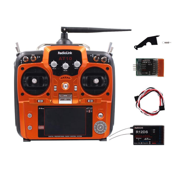 RadioLink AT10 II - 2.4Ghz 12CH Transmitter With R12DS Receiver PRM-01 Voltage Return Module Battery for RC Quadcopter Fixed Wing