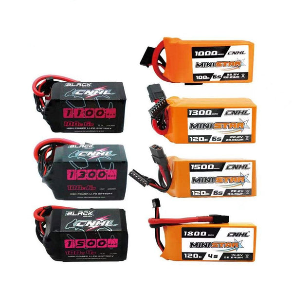 CNHL RC 2S 4S 5S 6S Lipo Battery for FPV Drone - 7.4V 14.8V 18.5V 22.2V 1100mah 1300mah 1500mah 1800mah 70C 100C 120C With XT60 Deans T For Drone Airplane RC Toys