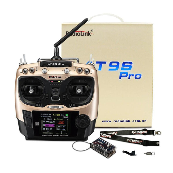 RadioLink AT9S PRO - 2.4G 12CH DSSS FHSS Transmitter with R9DS Receiver 3S 2200mah 8C Battery for RC Airplane Helicopter FPV Drone